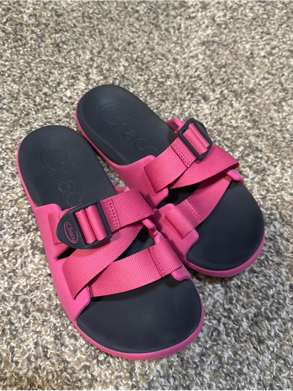 Chaco Pink Adjustable Dual-Strap Slide Sandals